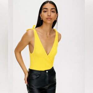 Wilfred Free Neva Ribbed Tie-Strap Bodysuit – Yellow Aritzia Small
